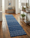 Mediterranean Lattice Collection Area Rug - Santorini (Navy Blue) Runner Navy Blue  lifestyle 37