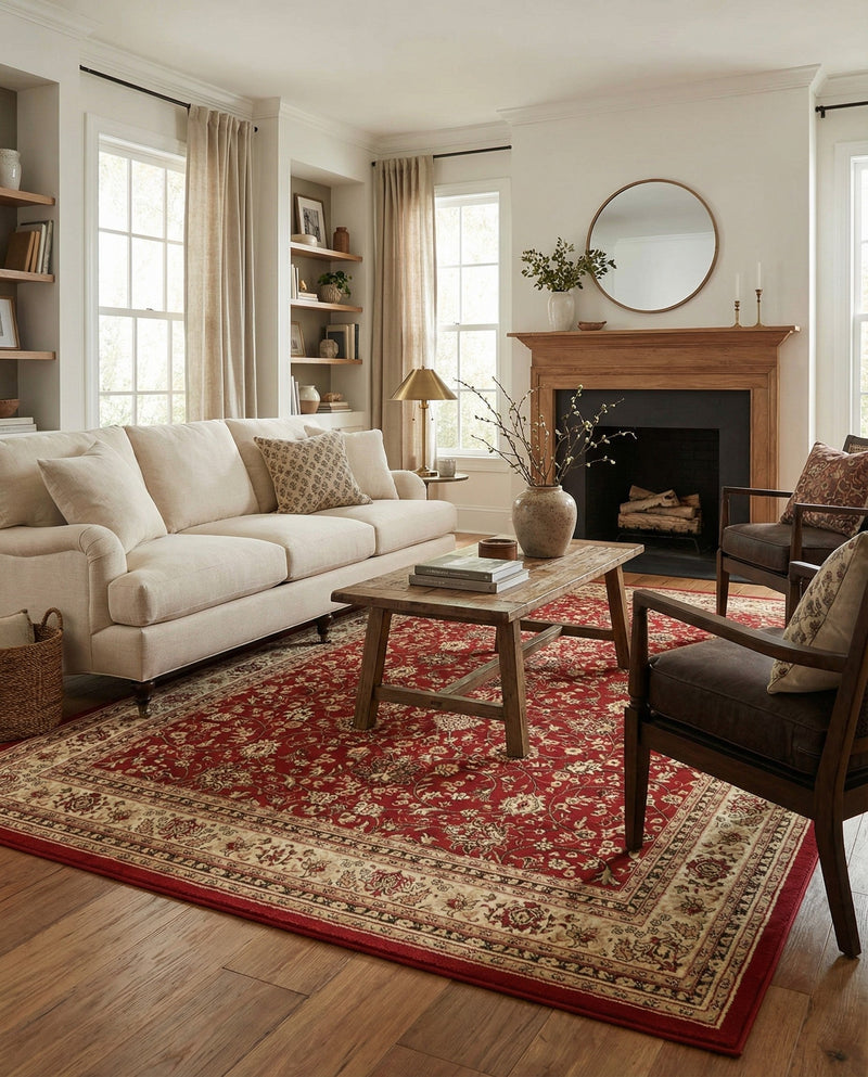 Isfahan Elegance Collection Area Rug - Naghsh-e Jahan (Burgundy) Rectangle Burgundy  lifestyle 34