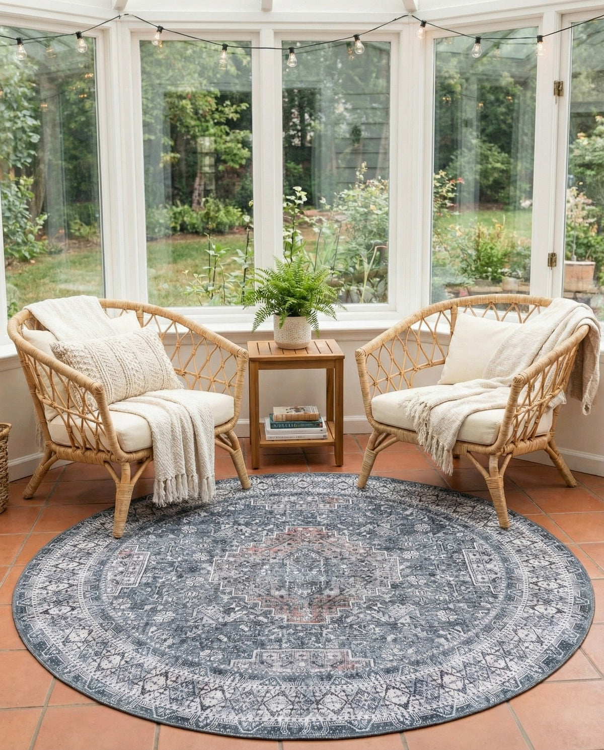 Heritage Elegance Collection Area Rug -  Uffizi Round Gray  lifestyle 78