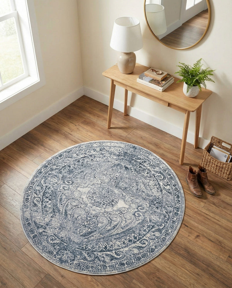 Coastal Manor Collection Area Rug -  Seagrove Round Dark Blue  lifestyle 55