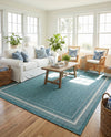 Terrace Fringe Collection Area Rug - Veranda (Teal) Rectangle Teal  lifestyle 11