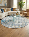Urban Terrace Collection Area Rug -  Vertex Round Blue and Ivory  lifestyle 51