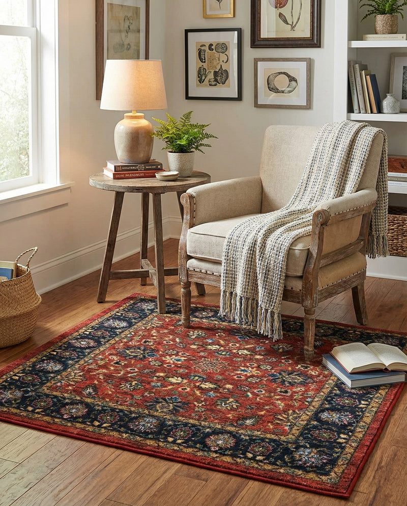 Casablanca Tapestry Collection Area Rug -  Marrakech (Classic Red) Square Classic Red  lifestyle 37