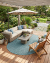 Seaside Serenity Collection Area Rug - Veranda (Teal) Oval Teal  lifestyle 40