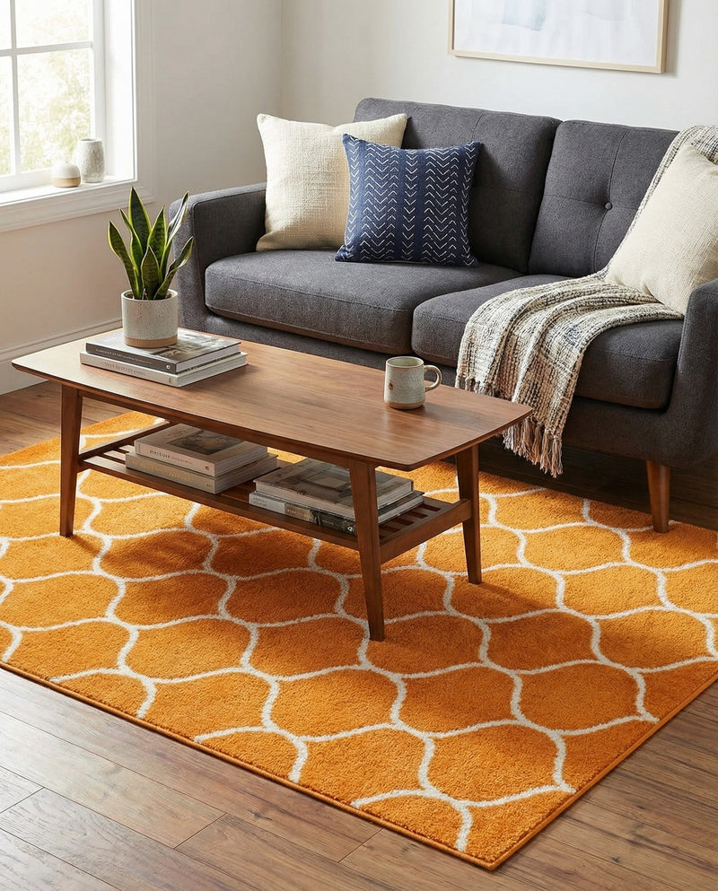 Trellis Mosaic Collection Area Rug -  Pergolatown (Orange) Rectangle Orange  lifestyle 18