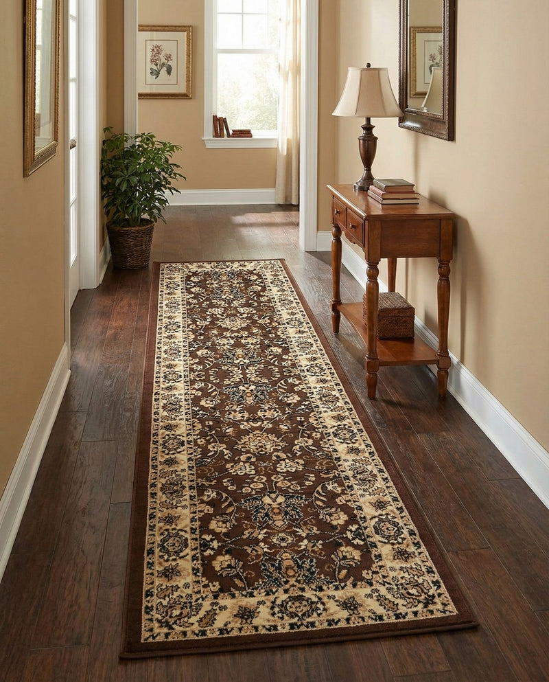 Isfahan Elegance Collection Area Rug - Naghsh-e Jahan (Brown) Runner Brown  lifestyle 63