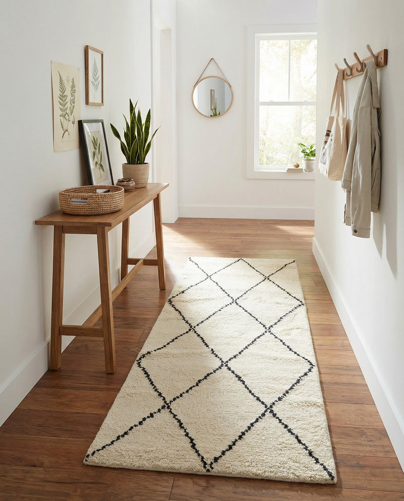 Zouina Berber Wool Collection Area Rug - Atlas Runner Ivory and Black  lifestyle 30