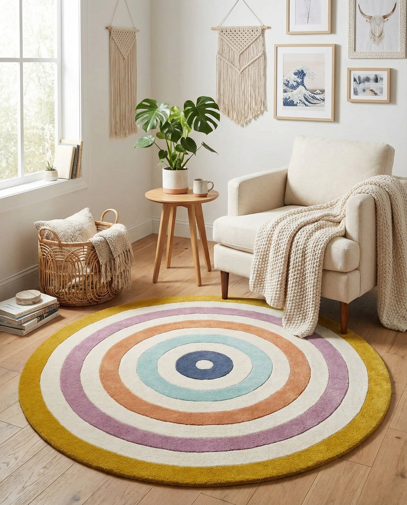 Shepherd's Glen Wool Collection Area Rug - Eldon Round Multi  lifestyle 16