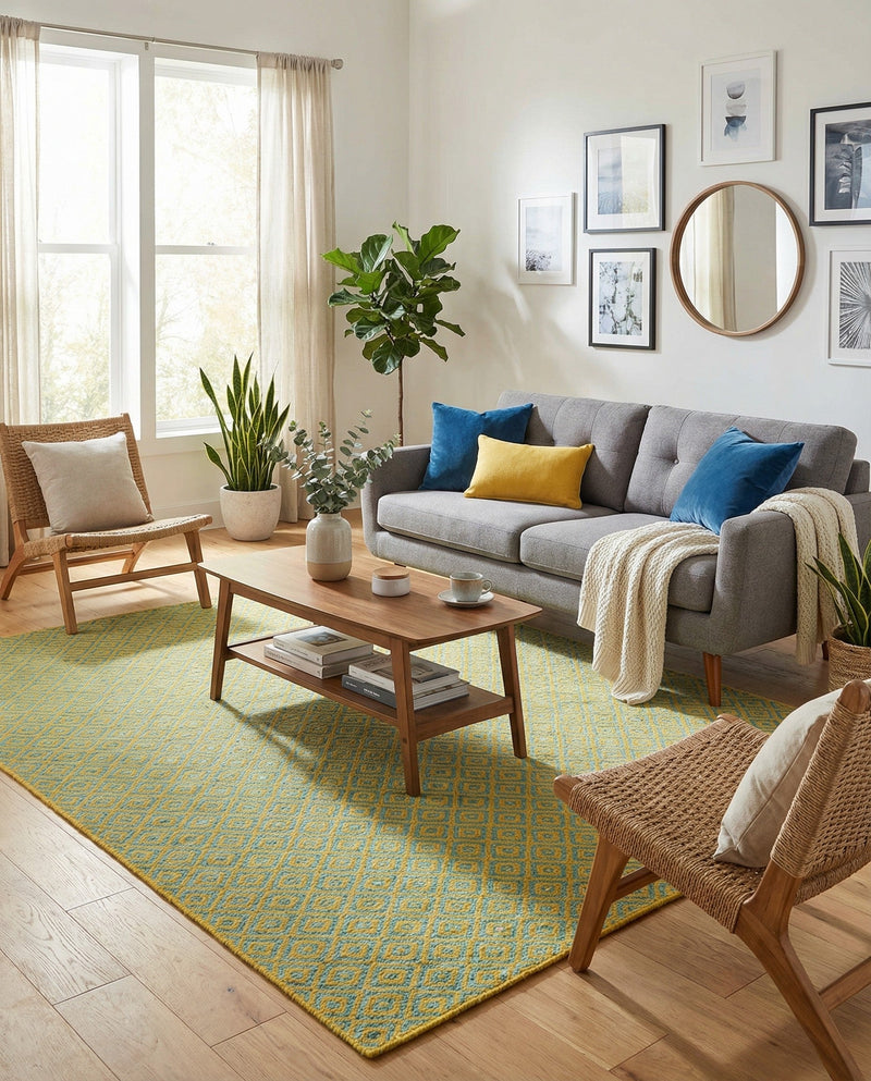Urban Oasis Rugs Collection Area Rug -  Rooftop (Yellow and Aqua) Rectangle Yellow and Aqua  lifestyle 8