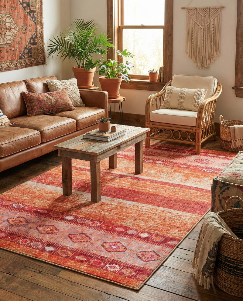 Heritage Elegance Collection Area Rug -  Edinburgh Rectangle Rust Red  lifestyle 26