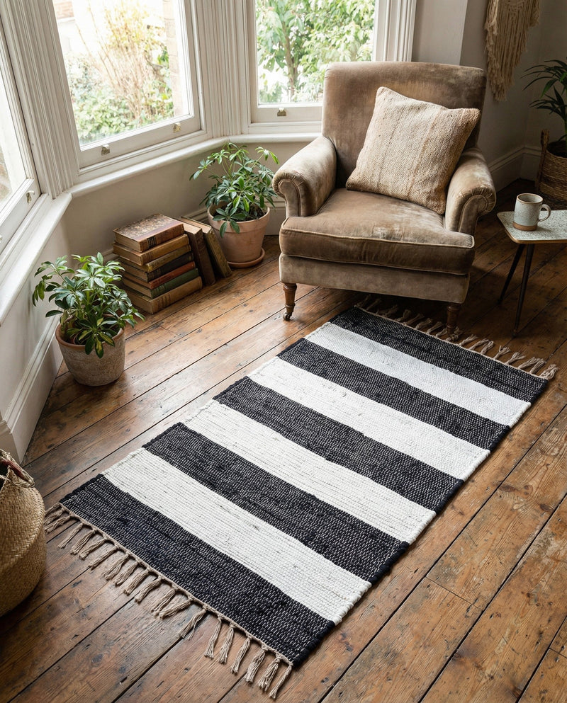 Tassel Trail Collection Area Rug - Pathway (Navy Blue) Runner Navy Blue  lifestyle 46