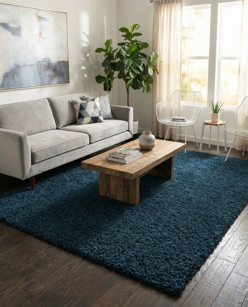 Plush Oasis Collection Area Rug - Serenity (Sapphire Blue) Rectangle Sapphire Blue  lifestyle 4