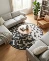 Urban Terrace Collection Area Rug -  Mercer Round Black and White  lifestyle 34