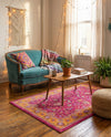 Casablanca Tapestry Collection Area Rug -  Marrakech (Berry Pink) Rectangle Berry Pink  lifestyle 6
