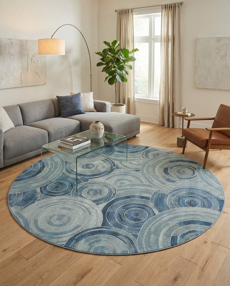 Urban Terrace Collection Area Rug -  Parkside Round Light Blue  lifestyle 49