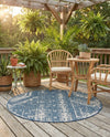 Desert Nomad Terrace Collection Area Rug - Sahara (Blue) Round Blue  lifestyle 65
