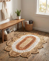 Woven Seaside Jute Collection Area Rug - Coastalhaven (Natural White Orange Pink) Oval Natural White Orange Pink  lifestyle 7