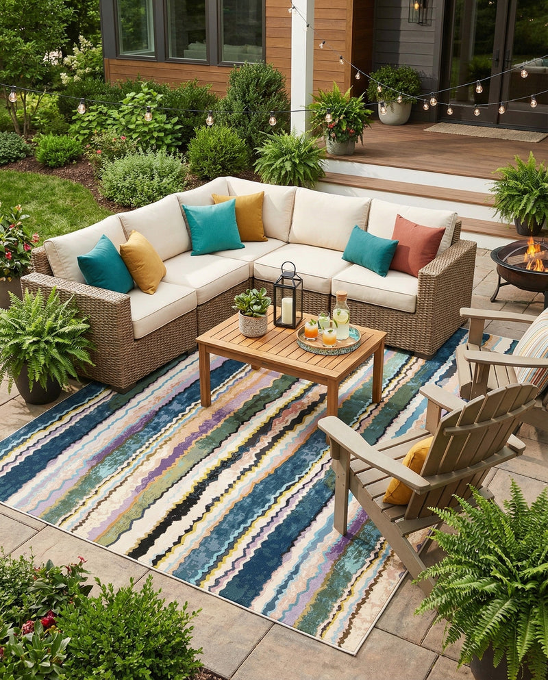 Urban Terrace Collection Area Rug -  Capri Rectangle Multi  lifestyle 8