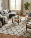Lattice Gardens Collection Area Rug -  Bloomfield (Beige and Gray) Square Beige and Gray  lifestyle 37