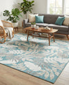 Seaside Blooms Collection Area Rug -  Serene Rectangle Light Blue  lifestyle 78
