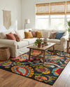 Outdoor Marrakesh Collection Area Rug - Fes Rectangle Multi Black  lifestyle 47