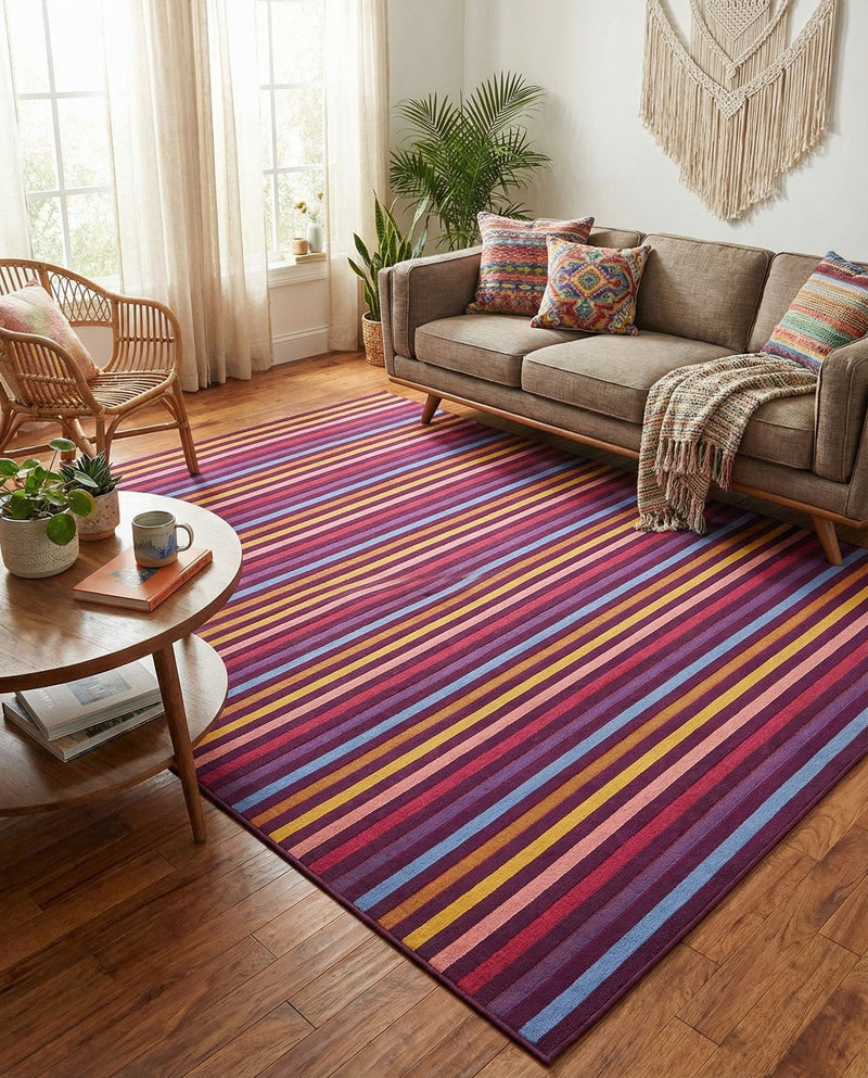 Seaside Stripes Collection Area Rug - Azul Rectangle Multi  lifestyle 35