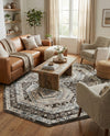 Savannah Elegance Collection Area Rug -  Tybee (Gray) Octagon Gray  lifestyle 74