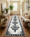 Heritage Elegance Collection Area Rug -  Winterthur (Black and White) Runner Black and White  lifestyle 46
