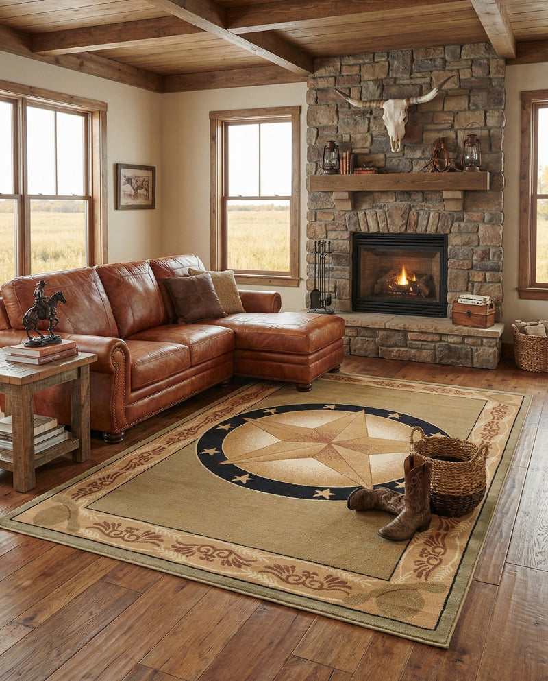 Frontier Trails Collection Area Rug - Redwood Rectangle Green  lifestyle 36