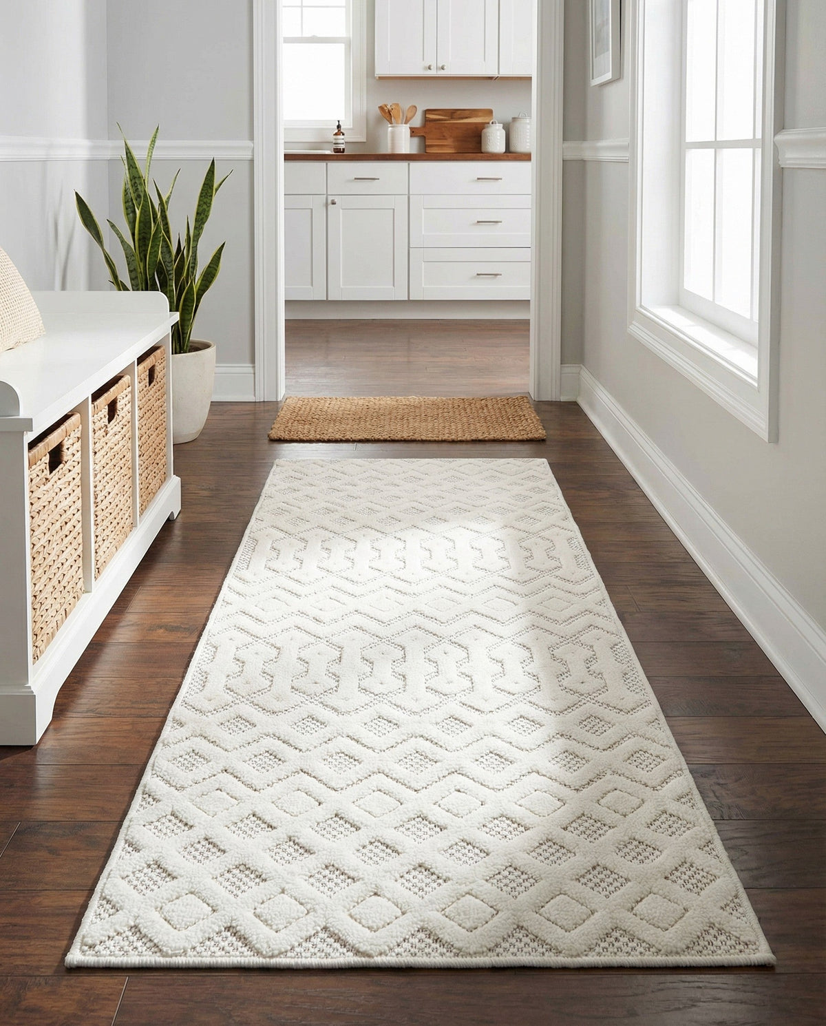 Garden Lattice Charm Collection Area Rug -  Pergola (Ivory) Runner Ivory  lifestyle 42