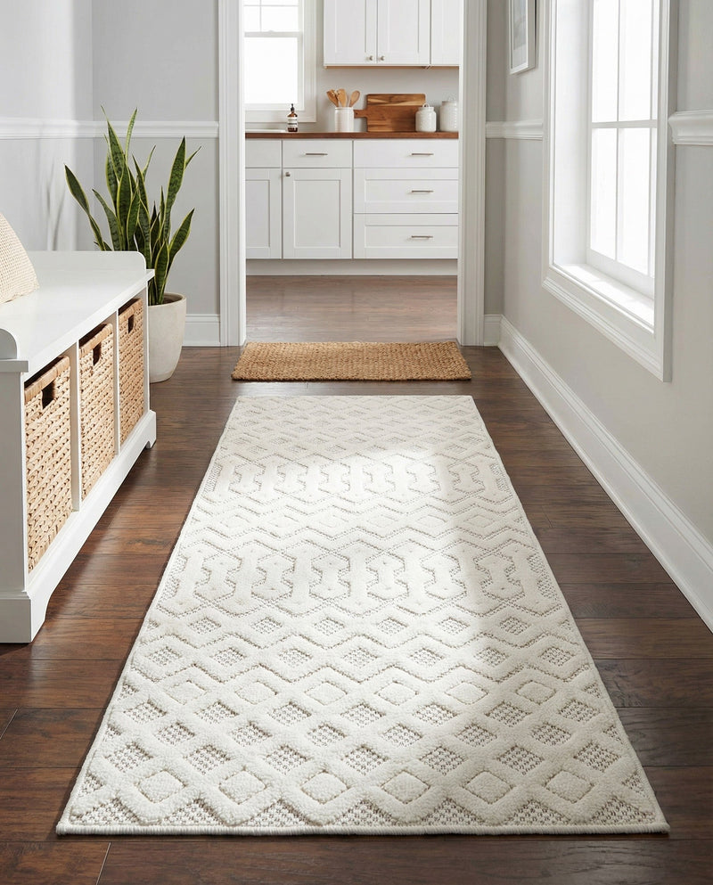 Garden Lattice Charm Collection Area Rug -  Pergola (Ivory) Runner Ivory  lifestyle 42