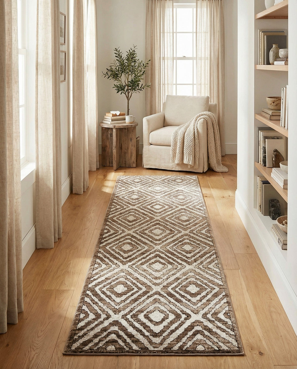 Sanctuary Retreat Collection Area Rug -  Oasis Runner Chocolate Brown  lifestyle 76