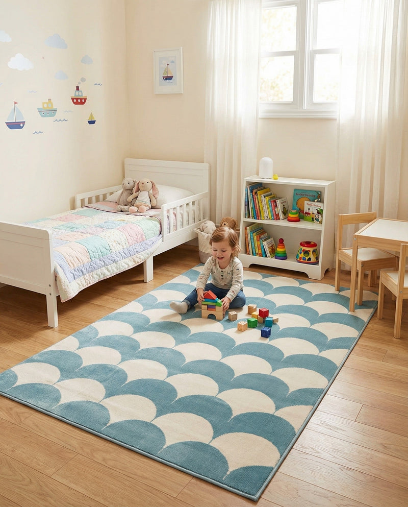 Wonder Tykes Collection Area Rug - Sparklewood Rectangle Sky blue  lifestyle 9