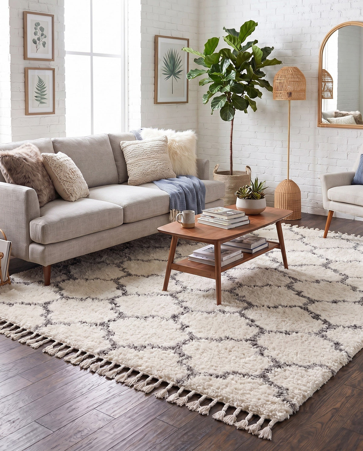 Cozy Cove Shag Collection Area Rug - Marina Square Ivory  lifestyle 187