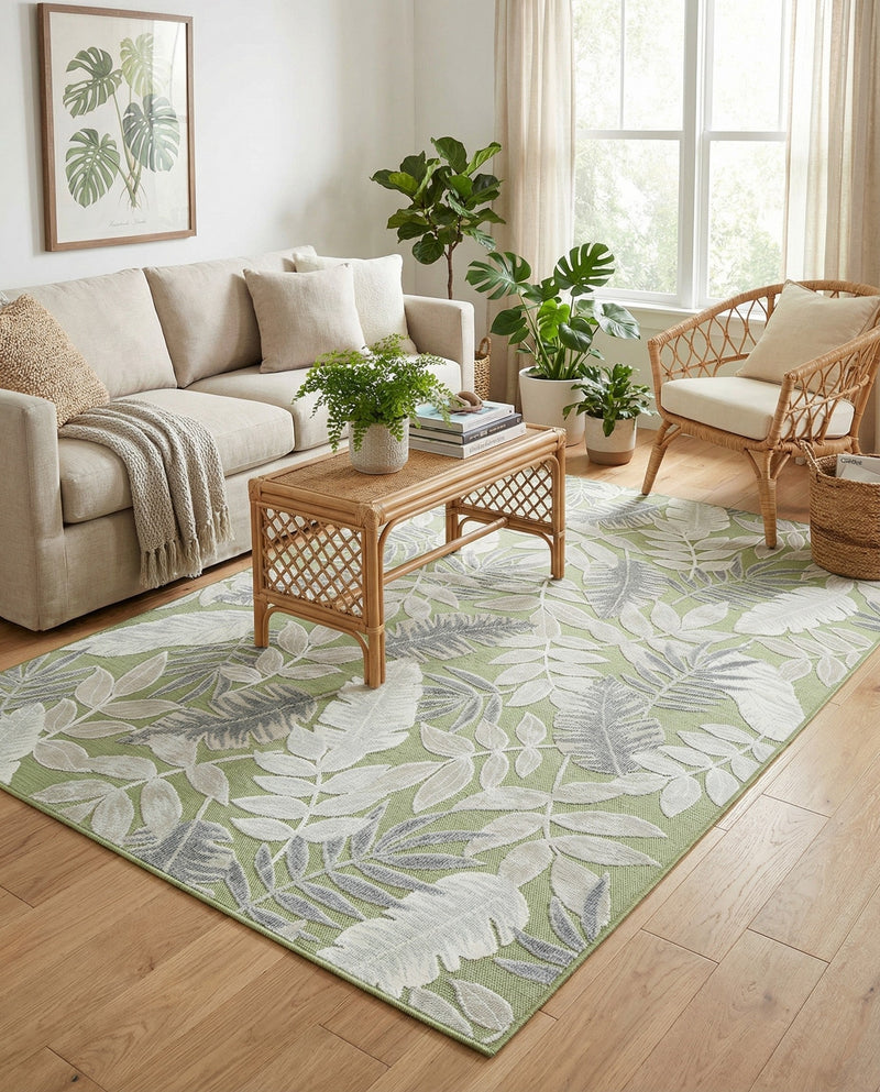 Seaside Blooms Collection Area Rug -  Serene Rectangle Green  lifestyle 19