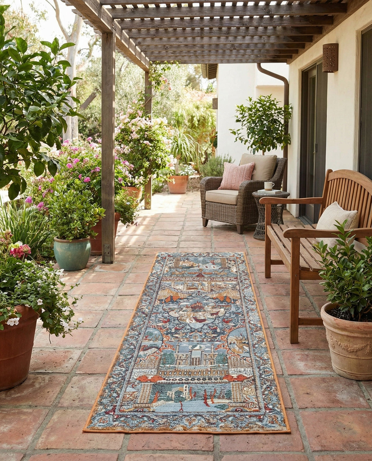 Patio Heritage Collection Area Rug -  Oasis Runner Multi  lifestyle 89