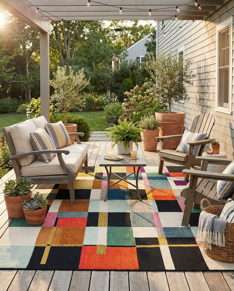 Outdoor Marrakesh Collection Area Rug -  Tangier Rectangle Multi  lifestyle 14