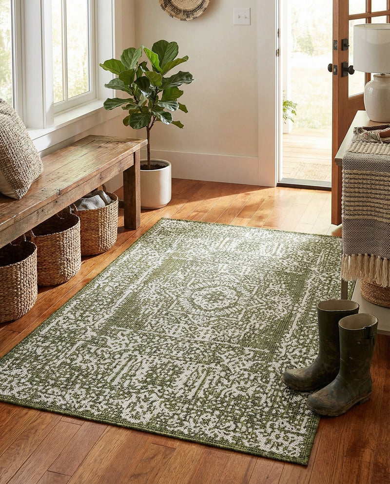 Patio Heritage Collection Area Rug - Savannah (Green) Rectangle Green  lifestyle 19