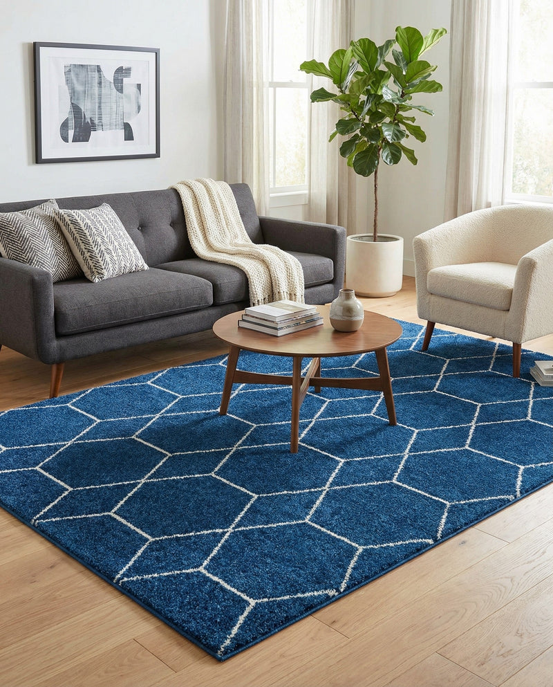 Trellis Mosaic Collection Area Rug - Arborville (Navy Blue) Rectangle Navy Blue  lifestyle 10