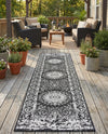 Patio Heritage Collection Area Rug -  Lafayette (Black and White) Runner Black and White  lifestyle 70