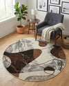 Urban Terrace Collection Area Rug -  Garden Round Brown and White  lifestyle 61