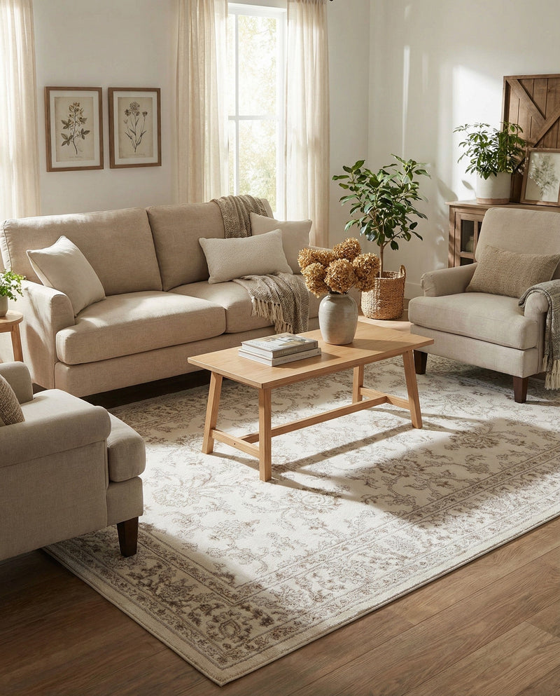 Savannah Elegance Collection Area Rug - Augusta (Ivory) Rectangle Ivory  lifestyle 19