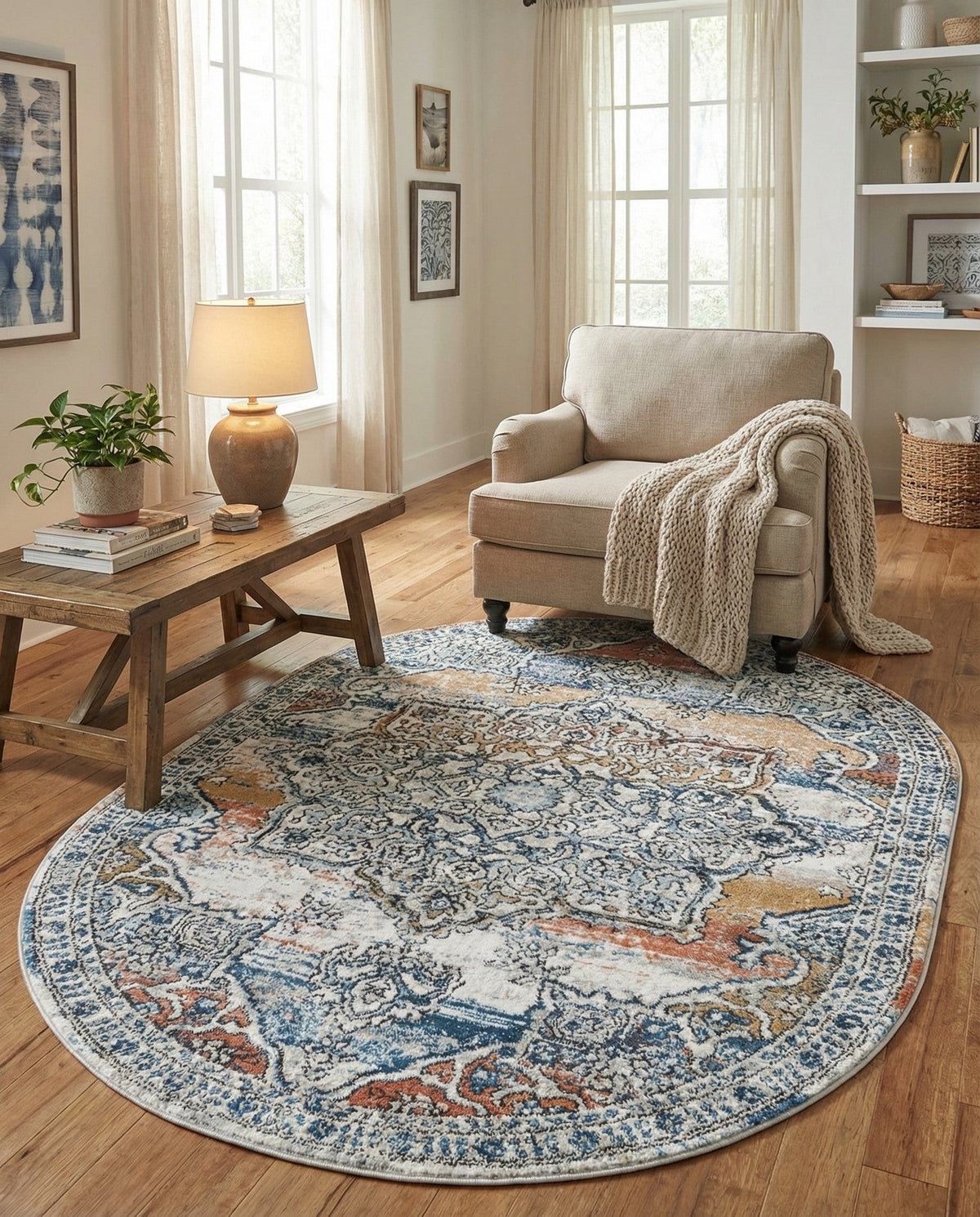Mykonos Manor Collection Area Rug -  Tinos (Multi) Oval Multi  lifestyle 86