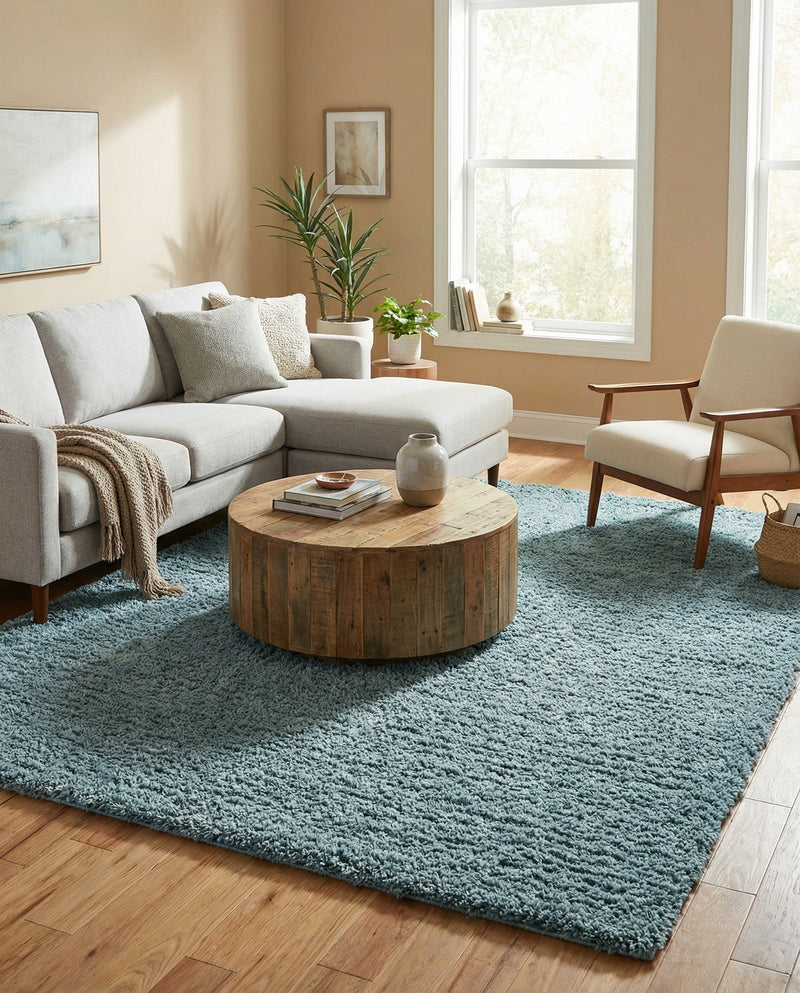 Eternal Plush Oasis Collection Area Rug -  Tranquility (Slate Blue) Rectangle Slate Blue  lifestyle 6