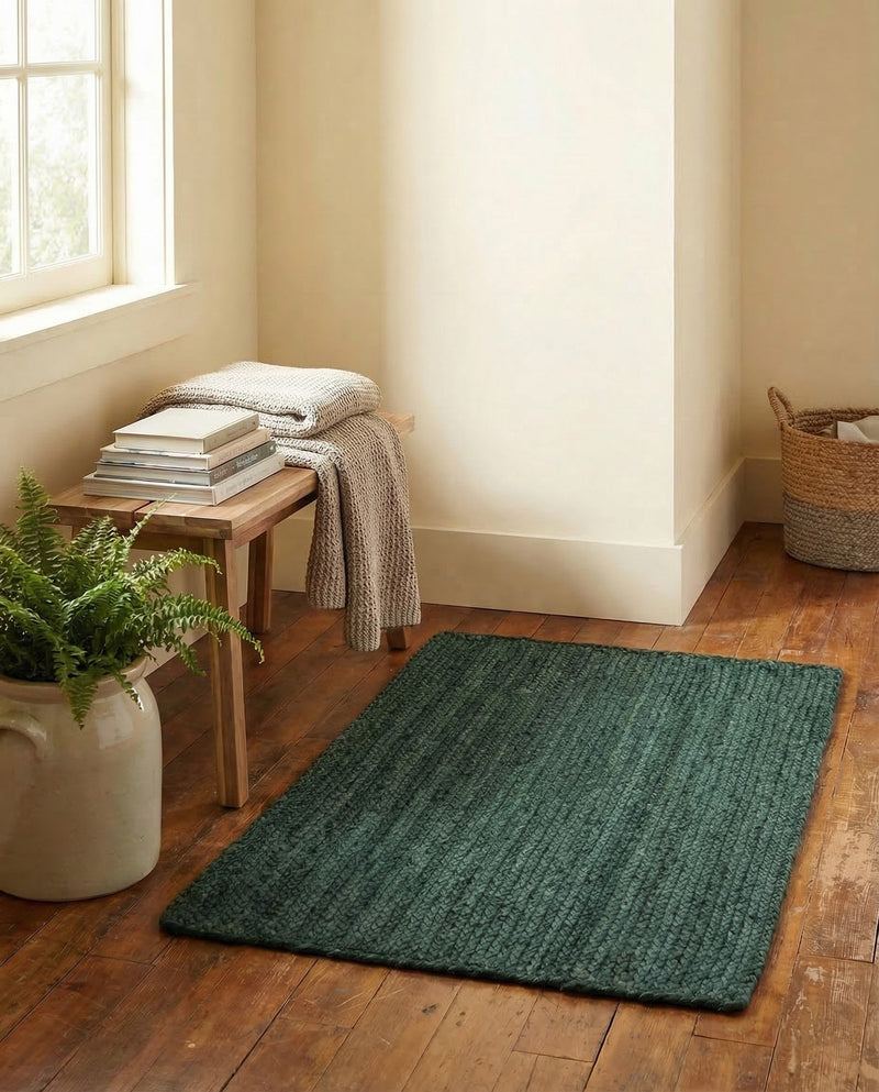 Woven Seaside Jute Collection Area Rug - Martha's Rectangle Green  lifestyle 14