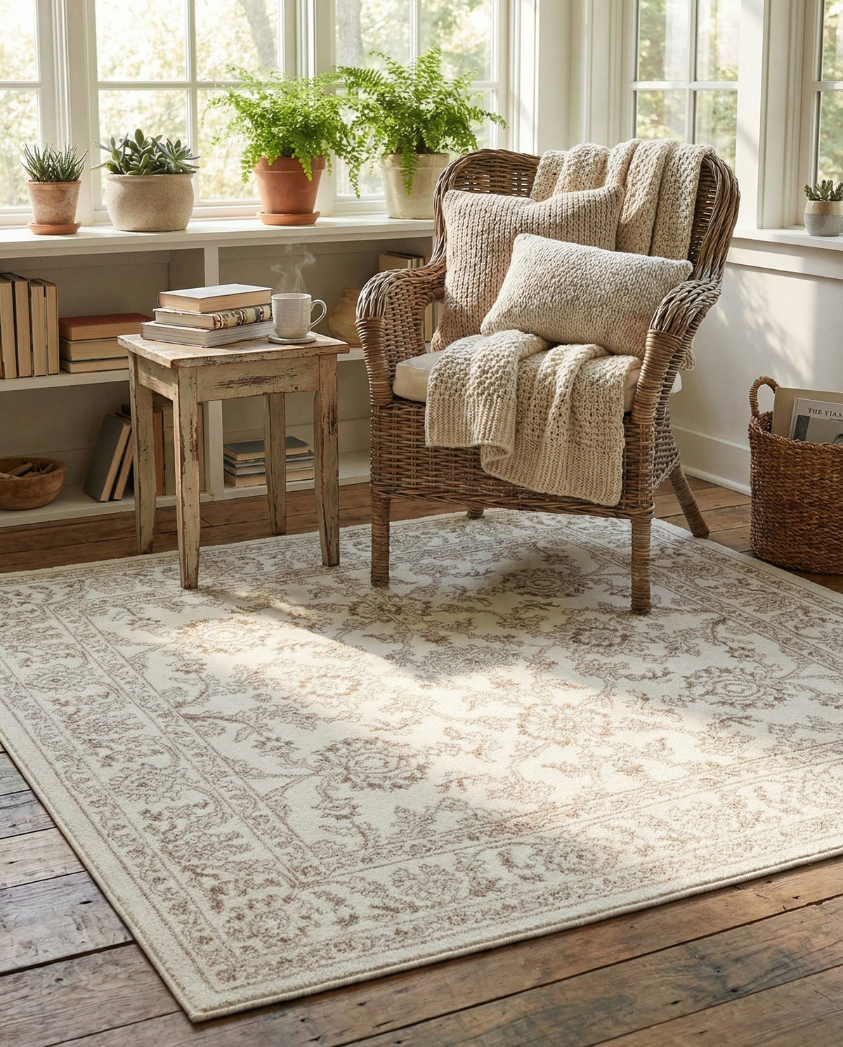 Savannah Elegance Collection Area Rug - Augusta (Ivory) Square Ivory  lifestyle 86