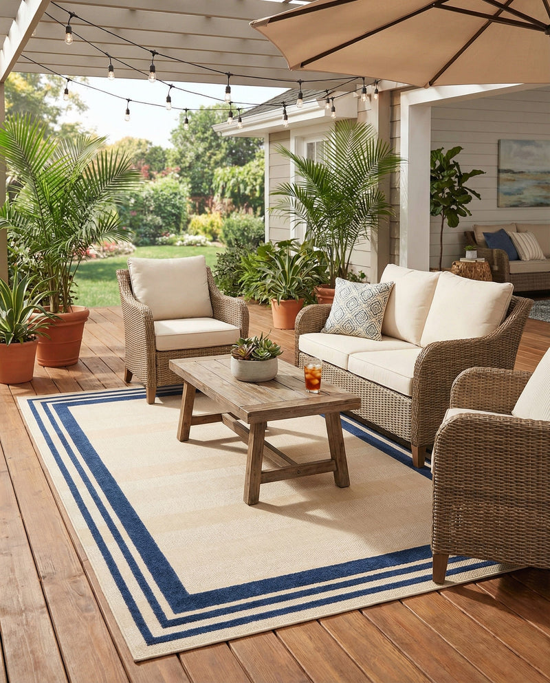 Bahama Breeze Outdoor Collection Area Rug -  Abaco Rectangle Beige  lifestyle 8
