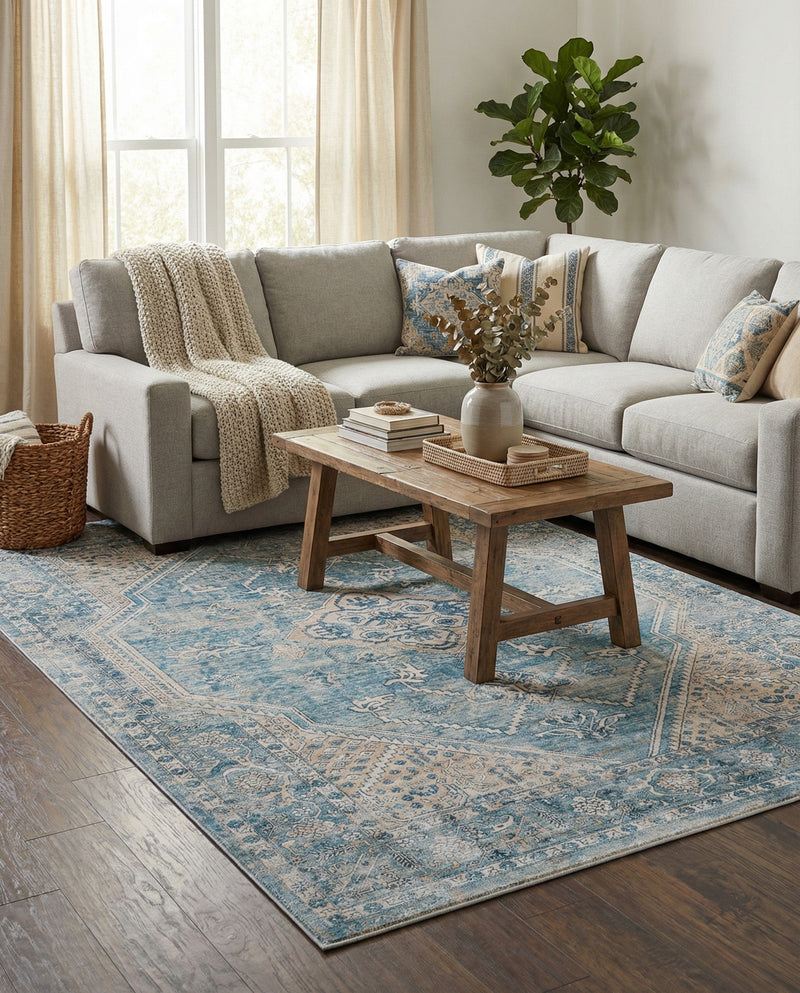 Coastal Haven Collection Area Rug -  Marina Rectangle Blue  lifestyle 10