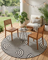 Urban Terrace Collection Area Rug -  Uptown Round Black and White  lifestyle 61