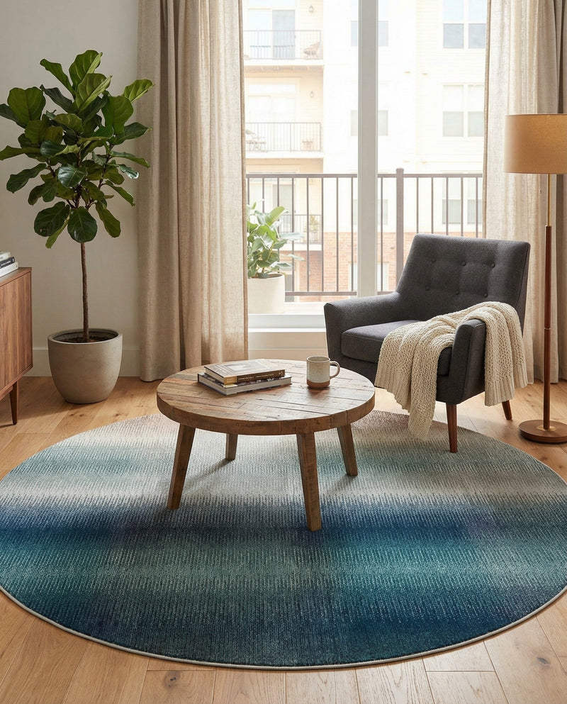 Marrakesh Elegance Collection Area Rug -  Agadir Round Blue  lifestyle 48